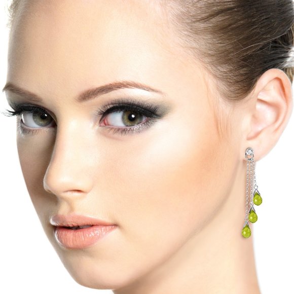 14K GOLD CHANDELIERS EARRING W DIAMONDS & PERIDOTS - Picture 10 of 10